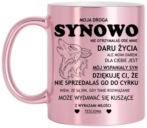 Kubek różowy metalik premium prezent dla synowej urodziny imieniny