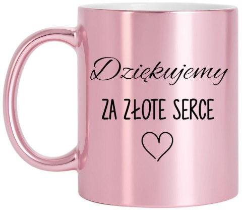 Kubek różowy metalik premium z podziękowaniem urodziny imieniny prezent