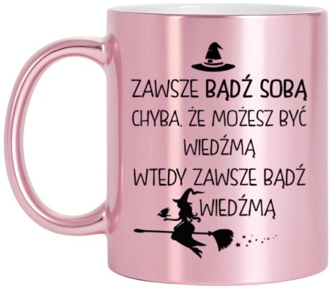 Kubek różowy metalik prezent dla dziewczyny koleżanki żony na różne okazje