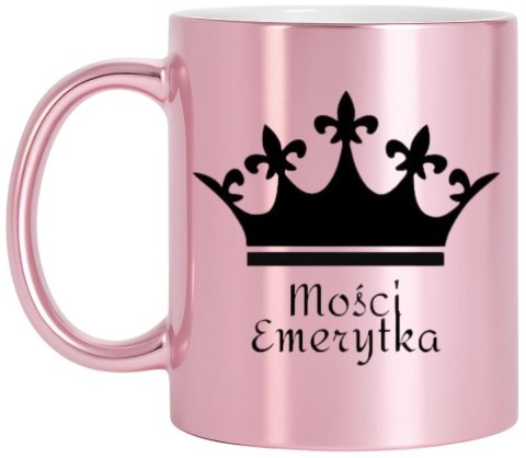 Kubek różowy premium dla emerytki emerytura pożegnanie z pracy