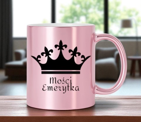 Kubek różowy premium dla emerytki emerytura pożegnanie z pracy
