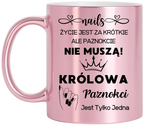 Kubek różowy premium dla kosmetyczki stylistki paznokci śmieszny prezent