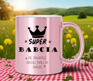 Kubek różowy premium z nadrukiem babcia prezent dla Babci urodziny imieniny