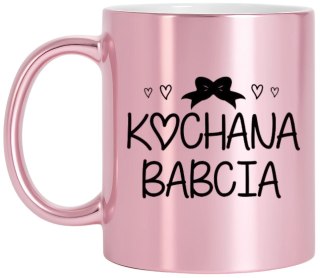 Kubek różowy premium z nadrukiem babcia prezent dla Babci urodziny imieniny