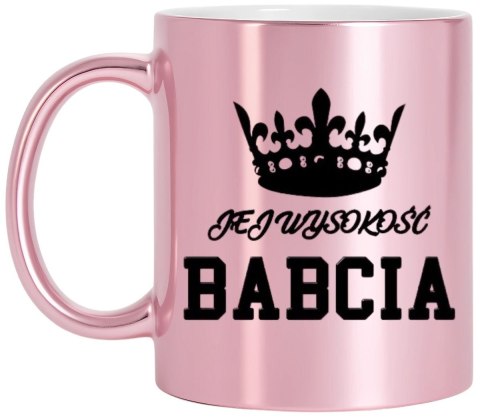 Kubek różowy premium z nadrukiem babcia prezent dla Babci urodziny imieniny