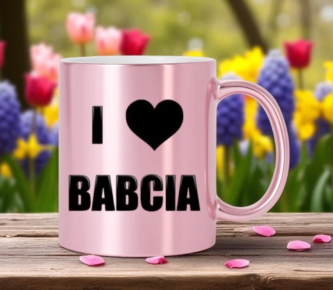 Kubek różowy premium z nadrukiem babcia prezent dla Babci urodziny imieniny
