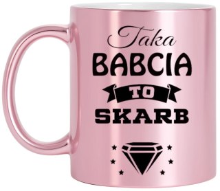 Kubek różowy premium z nadrukiem babcia prezent dla Babci urodziny imieniny