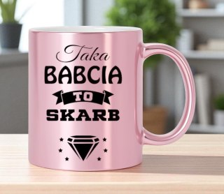 Kubek różowy premium z nadrukiem babcia prezent dla Babci urodziny imieniny