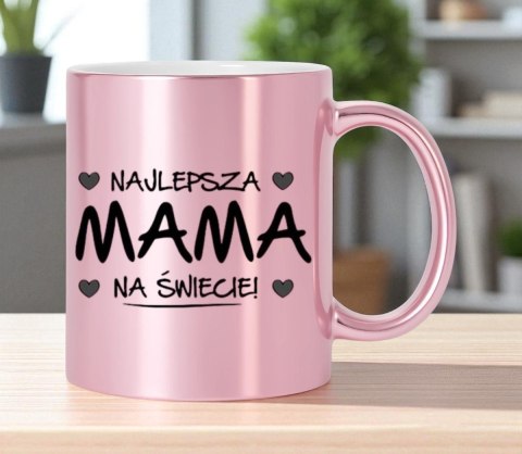 Kubek różowy premium z nadrukiem dla mamy teściowej prezent Dzień Matki