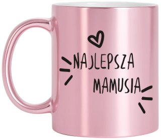 Kubek różowy premium z nadrukiem dla mamy teściowej prezent Dzień Matki