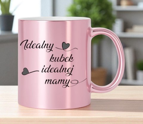 Kubek różowy premium z nadrukiem dla mamy teściowej prezent Dzień Matki
