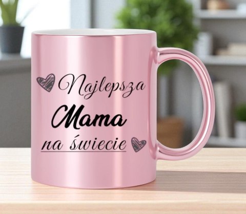 Kubek różowy premium z nadrukiem dla mamy teściowej prezent Dzień Matki