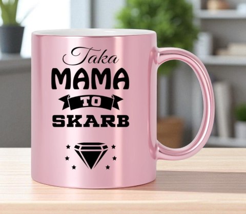 Kubek różowy premium z nadrukiem dla mamy teściowej prezent Dzień Matki