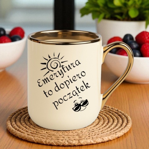 Kubek PREMIUM śmieszny prezent dla EMERYTKI EMERYTA koniec pracy Emerytura