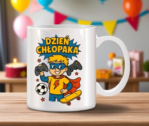 Kubek z nadrukiem prezent Dzień CHŁOPAKA dla kolegi chłopca urodziny wzory