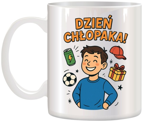 Kubek z nadrukiem prezent Dzień CHŁOPAKA dla kolegi chłopca urodziny wzory