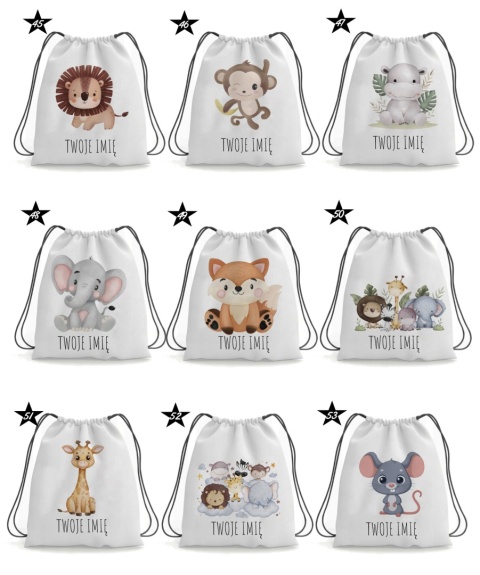 Plecak z imieniem worek do szkoły przedszkola na buty kapcie