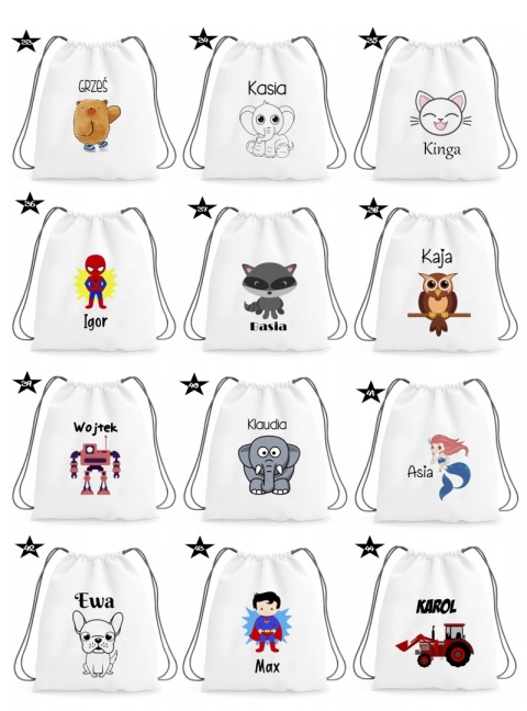 Plecak z imieniem worek do szkoły przedszkola na buty kapcie
