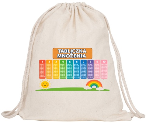 Worek na buty kapcie plecak TABLICZKA MNOŻENIA gruby mocny edukacyjny