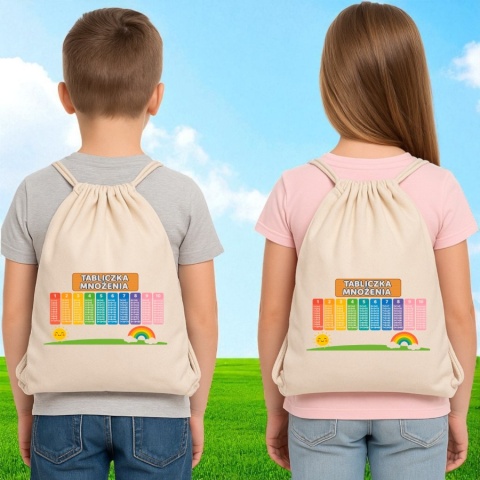 Worek na buty kapcie plecak TABLICZKA MNOŻENIA gruby mocny edukacyjny