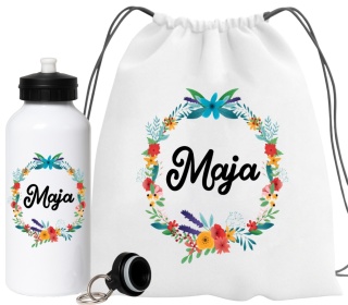 Zestaw bidon i plecak z imieniem dziecka worek do szkoły buty kapcie wzory