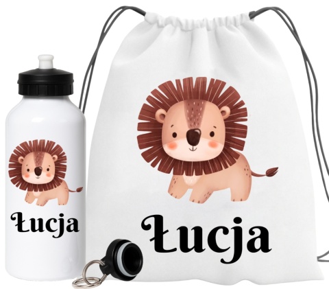 Zestaw bidon i plecak z imieniem dziecka worek do szkoły buty kapcie wzory