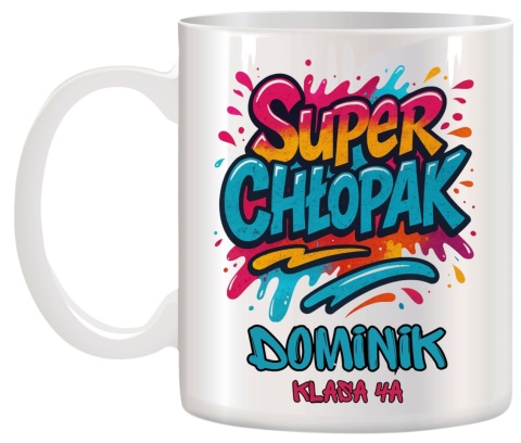 Kubek z nadrukiem prezent Dzień CHŁOPAKA dla kolegi z klasy z IMIENIEM