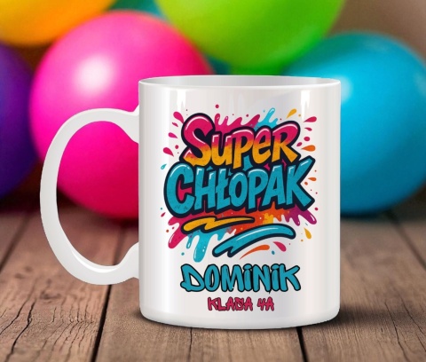 Kubek z nadrukiem prezent Dzień CHŁOPAKA dla kolegi z klasy z IMIENIEM