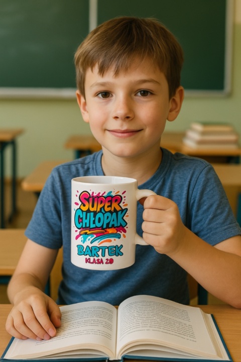 Kubek z nadrukiem prezent Dzień CHŁOPAKA dla kolegi z klasy z IMIENIEM