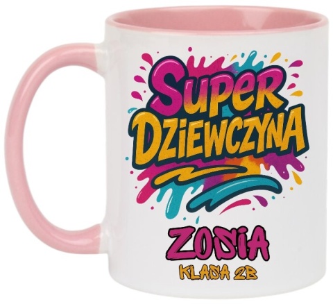 Kubek z nadrukiem prezent Dzień DZIEWCZYNY dla koleżanki z klasy z IMIENIEM