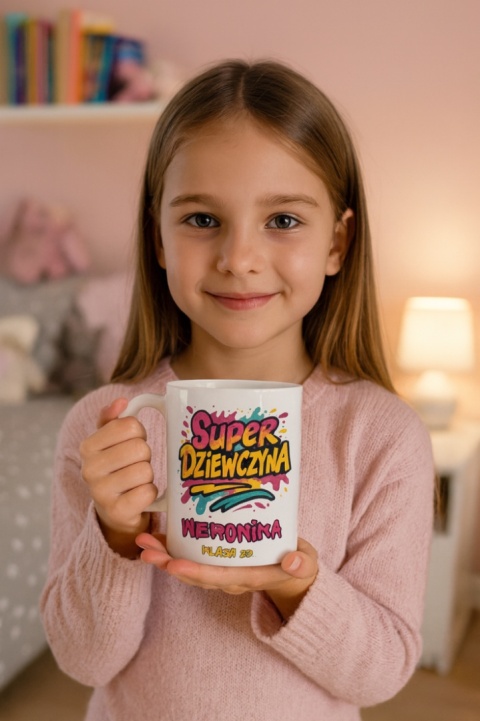 Kubek z nadrukiem prezent Dzień DZIEWCZYNY dla koleżanki z klasy z IMIENIEM