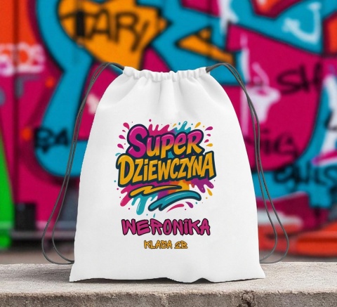 Plecak z imieniem Super Dziewczyna worek na buty do szkoły przedszkola