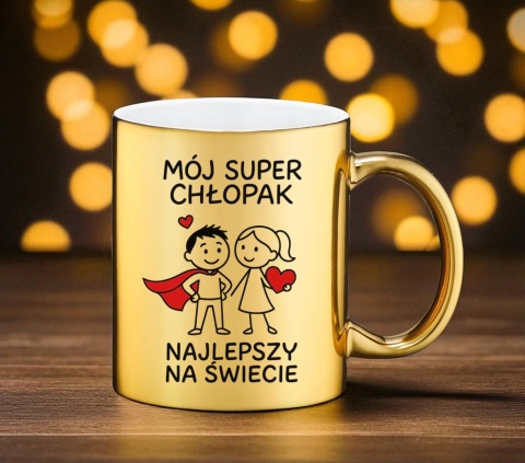 Złoty kubek premium z dedykacją wyjątkowy prezent Dzień Chłopaka