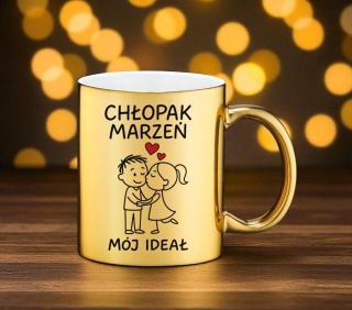 Złoty kubek premium z dedykacją wyjątkowy prezent Dzień Chłopaka