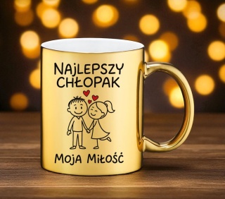 Złoty kubek premium z dedykacją wyjątkowy prezent Dzień Chłopaka