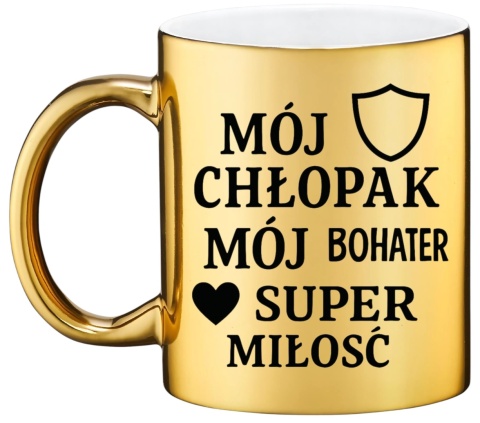Złoty kubek premium z dedykacją wyjątkowy prezent Dzień Chłopaka