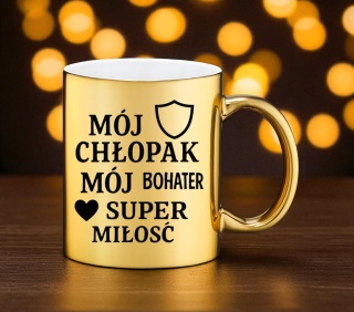 Złoty kubek premium z dedykacją wyjątkowy prezent Dzień Chłopaka