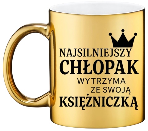 Złoty kubek premium z dedykacją wyjątkowy prezent Dzień Chłopaka