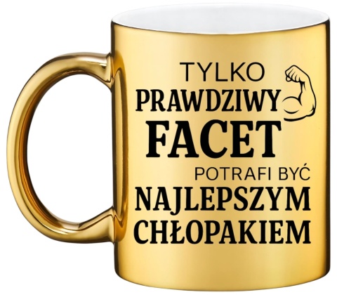 Złoty kubek premium z dedykacją wyjątkowy prezent Dzień Chłopaka