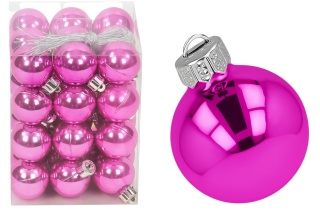 Bombki choinkowe plastikowe ozdoby świąteczne 2.5cm 36szt jasny róż