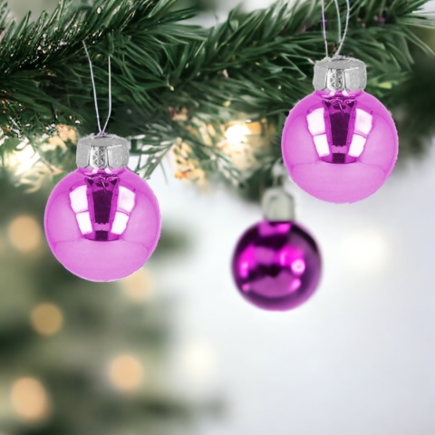 Bombki choinkowe plastikowe ozdoby świąteczne 2.5cm 36szt jasny róż