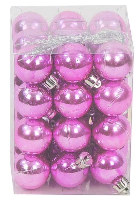 Bombki choinkowe plastikowe ozdoby świąteczne 2.5cm 36szt jasny róż