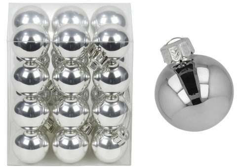 Bombki choinkowe plastikowe ozdoby świąteczne 2.5cm 36szt srebrny
