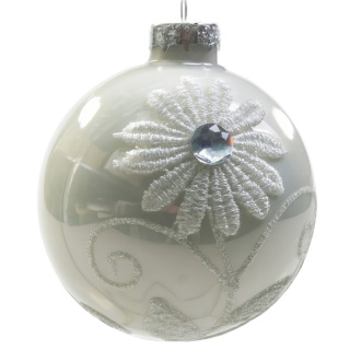 Bombki choinkowe szklane ozdoby świąteczne 8cm 3szt perłowe zdobione