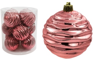 Bombki plastikowe fala 6cm 12szt - Jasny Fiolet