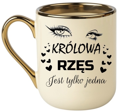 Kubek PREMIUM oryginalny śmieszny prezent dla KOSMETYCZKI Królowa Rzęs