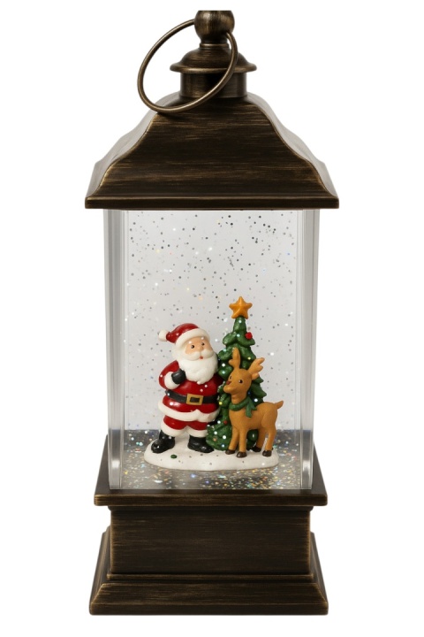 Lampion latarnia LED brokat efekt kuli śnieżnej Mikołaj Renifer