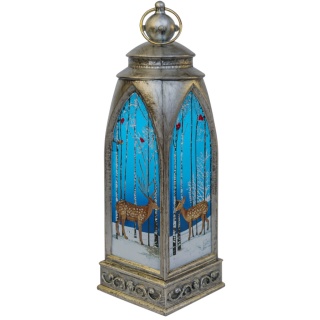 Lampion świąteczny podświetlany LED Stare Srebro 15cm mini