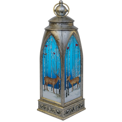 Lampion świąteczny podświetlany LED Stare Srebro 15cm mini