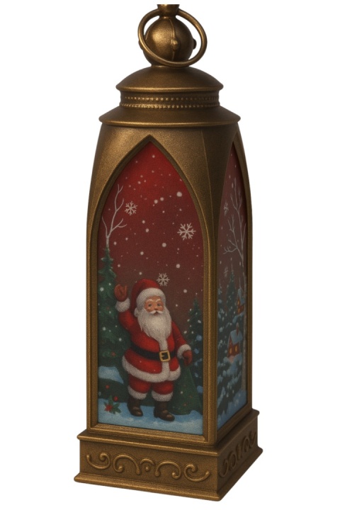 Lampion świąteczny podświetlany LED Złoty 15cm mini